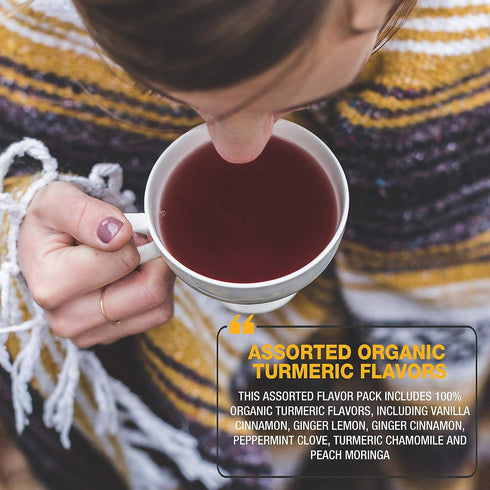 Tipson Organic Turmeric Variety Sampler - 6 Flavors (60 Tea Bags), Herbal Tea Infusions - USDA Organic, Non GMO, and Gluten Free...