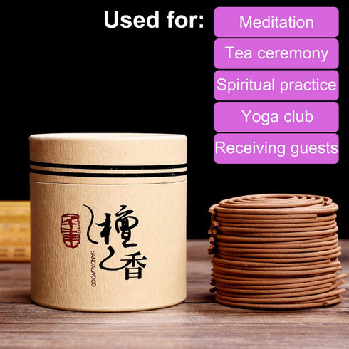 Sandalwood Coils Incense Natural 48 Pieces for Incense Holder Burner Home Decor Indoor Aroma 4 Hours...