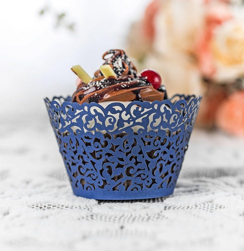 100pcs Cupcake Wrappers Artistic Bake Cake Paper Cups Little Vine Lace Laser Cut Liner Baking Cup Muffin Case Trays for Wedding Party Birthday Dec...
