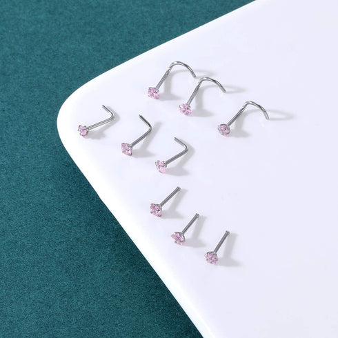 ZS 9-12PCS 20g Surgical Stainless Steel Nose Stud Ring Piercing Nose Bone/L Shaped/Nose Screws Rings Set...