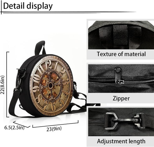 Women Novelty Round Clock Shape Zippered Clock Purses for Women Tote Handbag Shoulder Bag, Gift for Mom Girlfriend...