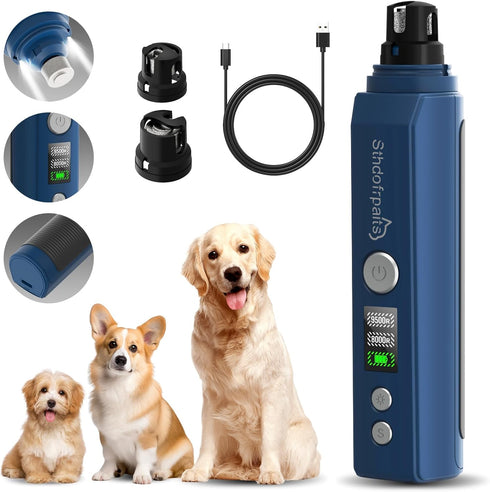 Dog Nail Grinder, Super Quiet LED Light 2 Speeds LCD Display Electric Rechargeable Pet Nail Trimmers Clipper Painless Paws Grooming & Smoothing To...