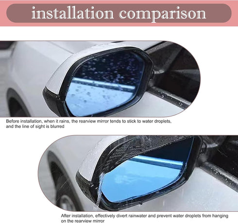2 PCS Car Rearview Mirror Rain Brow, 6.85" x 2.28" Self-adhesive PVC Carbon Fiber Pattern Side Mirror Rain Shine Shield, Multifunctional Accessori...