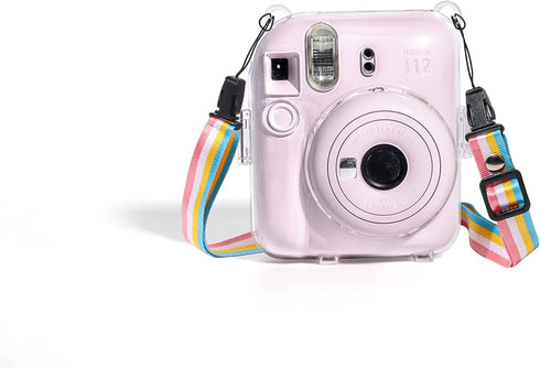 Case For Fujifilm Instax Mini 12 - Clear Hard PVC Protective and Portable Camera Cover with Detachable Adjustable Shoulder Strap...