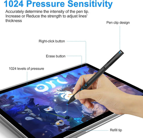 Stylus Pen for Microsoft Surface (2500 Hours Battery Life), Work for Surface Pro X/9/8/7/6/5/4/3, Surface Go Book Laptop Studio 4/3/2/1, Smooth Wr...