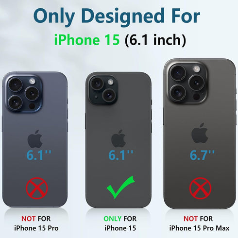 FNTCASE for iPhone 15 Protective Phone-Case: Military Grade Dropproof Cell Phone Cover with Kickstand & Slide | Heavy Duty Rugged Phonecase Bumper...