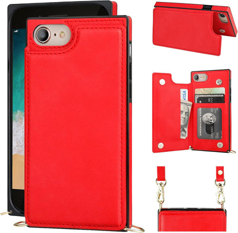 Bocasal Crossbody Wallet Case for iPhone SE(2022) iPhone SE(2020) iPhone 7/8 Credit Card Holder PU Leather Kickstand Shockproof Detachable Cross B...