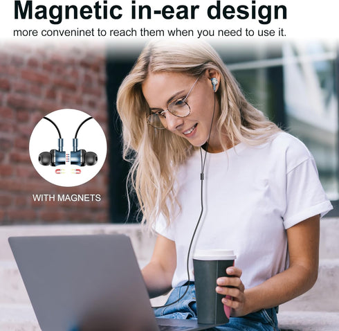 USB C Wired Earbuds, in Ear Earphones USB Type C Headphones for Laptop with Microphone, Magnetic Noise Canceling Headset Compatible for PC iPad Pr...