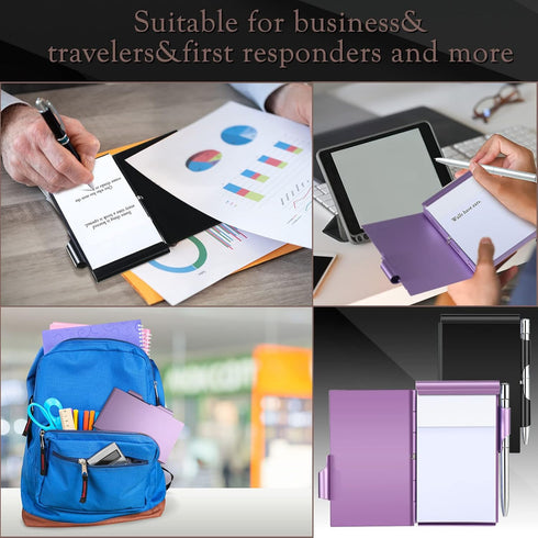 Zonon 8 Pieces Metal Pocket Notebook Aluminum Notepad with Pen and Refillable Paper Flip Notepad Mini Notepad Holder Travel Notepad with Pen Holde...