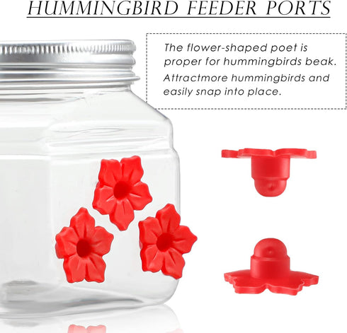 24 Pack Hummingbird Feeders Replacement Flowers Handheld Bird Feeder Replacement Parts Plastic Replacement Flowers for Outdoors Bird Feeding Ports...
