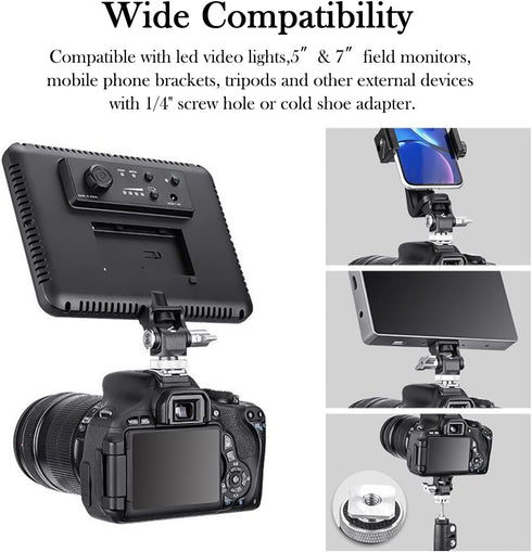 Sutekus Field Monitor Mount Holder with Cold Shoe Swivel and Tilt Adjustable 1/4" Screw Thread Adapter for 5’’ and 7’’ Monitor...