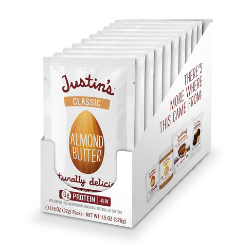 JUSTIN'S Classic Gluten-Free Almond Butter Squeeze Packs, 1.15 Ounce (Pack of 10)...
