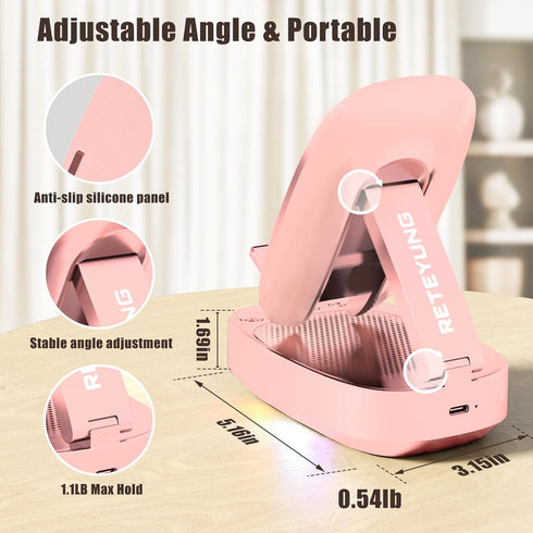 Cell Phone Stand with Wireless Bluetooth Speaker for Men and Women with LED Atmosphere Light HD Surround Sound Speaker for Home,Office,Outdoor Com...