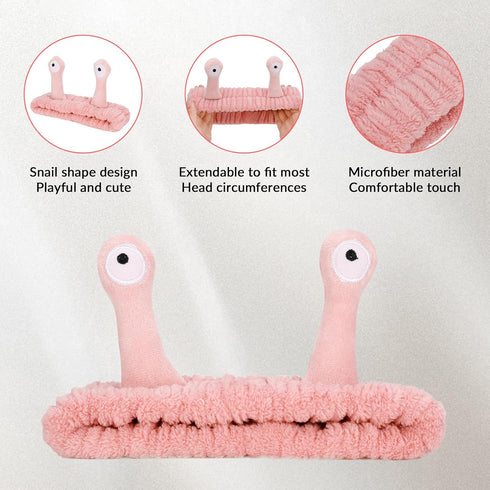2 Pack Snail Head Bands, Headband for Washing Face, Snail Spa Hair Bands Skincare Makeup Headbands Women Cartoon Cute Coral Fleece Elastic Headban...