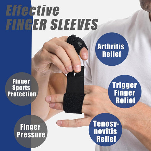 Finger Splints, 2PCS Finger Buddy Straps, Compression Finger Wraps for Sport Basketball Tennis and Volleyball Badminton - Black, One Finger-L...