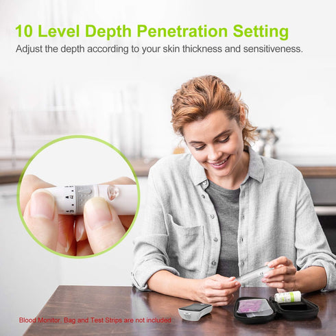 AUVON Lancing Device with Less Pain Design, Blood Sample Pen and Twist Top 100pcs 30 Gauge Lancets for Blood Sugar Level Monitoring...