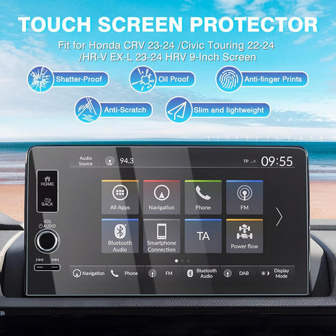Karltys 2 Pack Screen Protector for Honda CR-V Accessories/HR-V EX-L 2023-2025 & Civic 2022-2025 9-Inch Touchscreen, Anti Glare Anti Fingerprint T...