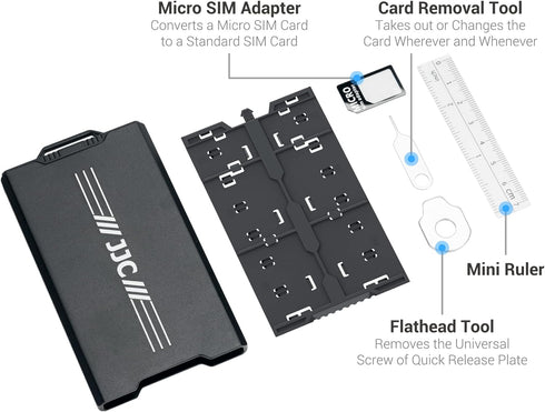 Aluminum Pop up Memory Card Case for 12 Micro SD TF MSD,4 SD,2 Nano SIM/NM Cards,Anti-Shock Anti Scratch,Comes with Carabiner, Flathead Tool,Micro...