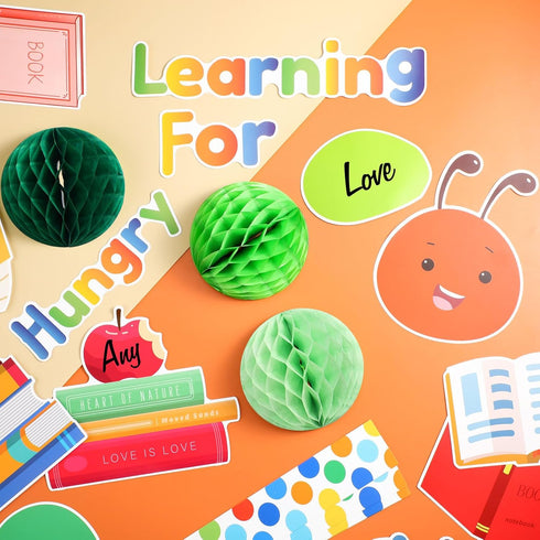 TaoBary 84 Pcs 3D Hot Air Balloon Honeycomb Bulletin Board Set Hot Air Balloon Bulletin Board Cutouts Honeycomb Classroom Bulletin Board Decoratio...