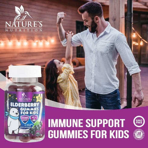 Sambucus Elderberry Immune Gummies for Kids with Vitamin C, Zinc & Elderberry, Daily Childrens Immune Support Vitamins Gummy Children Ages 2 Up, N...