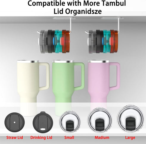 Neat Cup Lid Holder Tumbler Lid Organizer for Yeti, Stanley, Simple Modern Tumblers - Kitchen Storage Solution with Self-Adhesive or Drilling Opti...