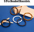 5pcs Bracelets set for Men, Natural Stone Mens Beaded Bracelets, 8mm Tiger Eye Lava Rock Black Agate Bracelet...