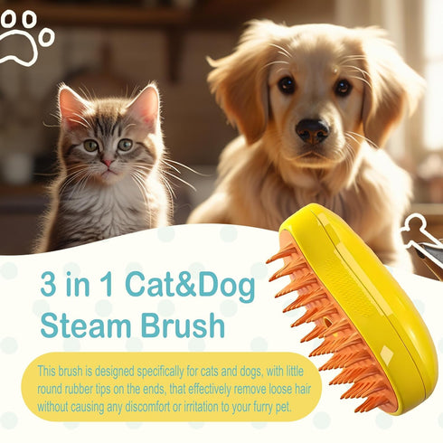Cat Steam Brush,3 In 1 Self Steamy Cat Brush, Cat Grooming Supplies For Massage,Best Steamy Cat Hair Brush with Water Silicone Steamy Cat Pet Brus...