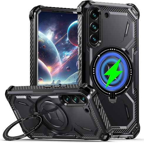 CCSmall Samsung Galaxy S21+ Plus Case Compatible for Magsafe, Ultimate Protection Armor with Ring Holder Fit for Magsafe Wireless Charger Phone Ca...