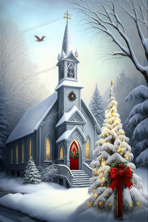 Church in The Snow Diamond Painting Diamond Painting Kits for Adults - 5D Beginner's Full Diamond Decoupage Handmade Painting Pasted by Numbers,fo...