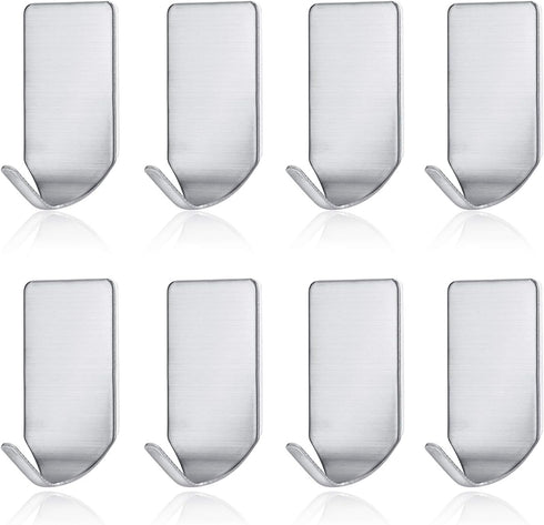 Adhesive Hooks Wall Hooks Hangers Heavy Duty Waterproof Stainless Steel Sticky Hanger Hook for Kitchen Utensils, Keys, Robe, Coat, Towel, Bags-Bat...
