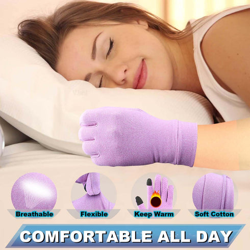 2 Pairs Full Finger Compression Arthritis Gloves for Rheumatoid, Osteoarthritis, Carpal Tunnel Pain Relief, Arthritis Hand Gloves for Women Men Su...