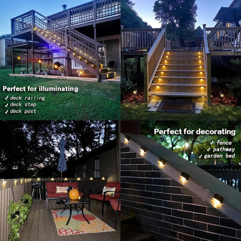 MAIXI Solar Deck Lights Outdoor, 8 PCs LED Solar Fence Lights Waterproof, Garden Decorative Solar Step Lights, LED Solar Lights for Patio Porch St...