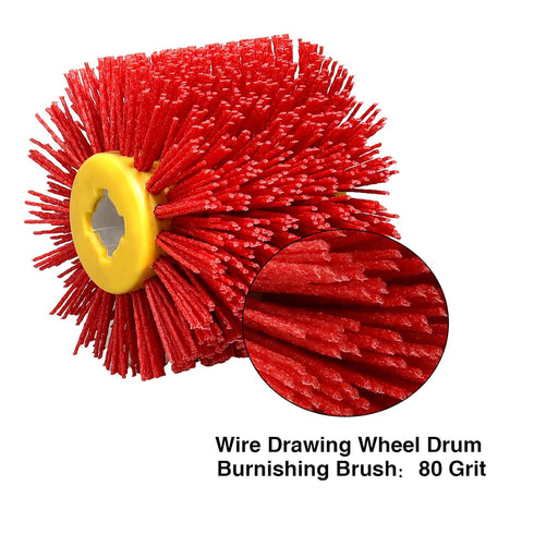 Abrasive Nylon Wire Drawing Wheel Drum Brushes, 80 Grit 120x100mm Wheel Drum Burnishing Tool Polishing Brush Wooden Wheels for Wood Furniture Work...