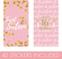 Pink and Gold Sweet 16 Birthday Party Mini Chocolate Candy Bar Wrappers, Pink Sweet Sixteen Party Favor Stickers - 42 Count...