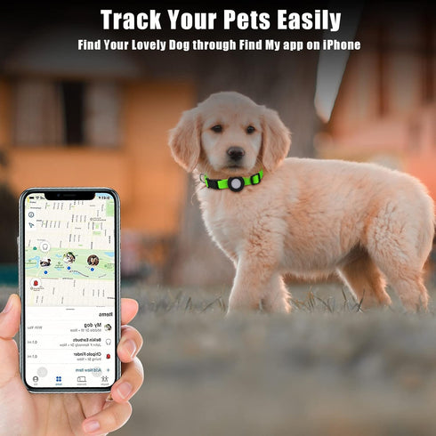 Compatible with Airtag Dog Collar, Adjustable Air Tag Dog Collar with Durable Quick Snap Buckle, Imitation Nylon Dog Collar with Waterproof Apple ...