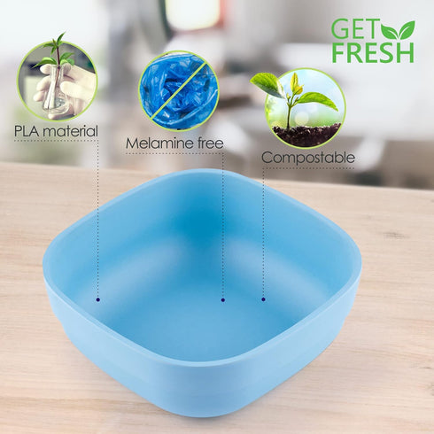 GET FRESH PLA Kids Bowls Set – 4-Pack Melamine-Free Cereal Bowls for Kids and Toddlers – Microwave Safe Stackable BPA-Free PLA Childrens Dinnerwar...
