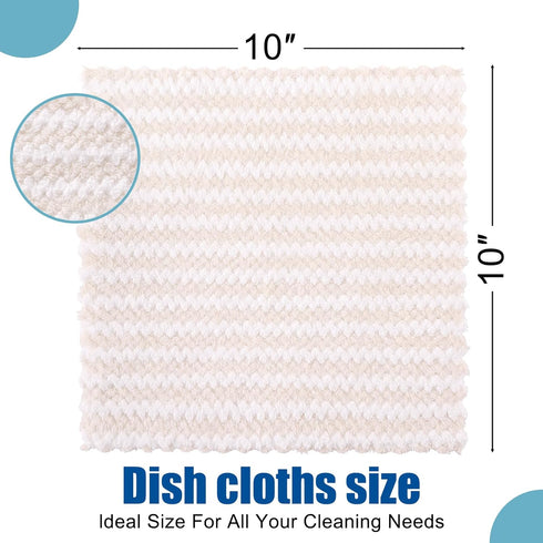 Homaxy 12 Pack Kitchen Dish Cloths, Ultra Soft and Absorbent Dish Towels, Reusable Fast Drying Microfiber Cleaning Cloth, Coral Velvet Wave Design...