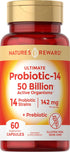 Nature's Reward Probiotics with Prebiotics - 120 Capsules - 142 mg - 50 Billion Active Organisms - Vegetarian, Non-GMO & Gluten Free Supplement...