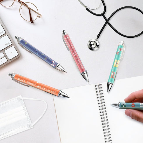 Nurse Pens Cartoon Nurse Pens, Cute Retractable Nursing Pens Funny Nurse Pens Set Greeting Nurse Appreciation Gift Pens for Nurse Week Medical Ass...