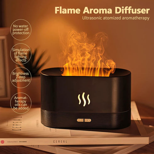 Flame Air Aroma Diffuser Humidifier, 2023 Upgraded Essential Oil Diffuser, Cool Mist Humidifiers with 7 Color Flame, Noiseless with Auto-Off Prote...