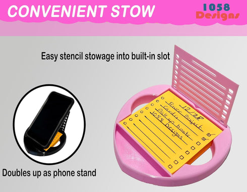 Heart Sticky Note Holder with Stencil PINK, Sticky Note Dispenser Compatible with Post-It Note, Post Note Organizer 3x3 Self Stick Note Pads Offic...