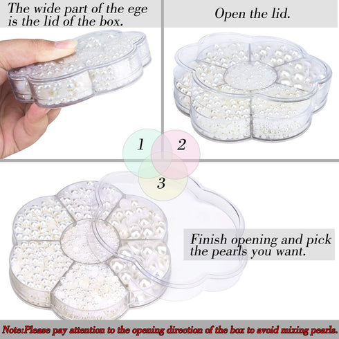 Half Artificial Pearl Bead Flat Back Plastic Beads for Craft DIY Phone Nail Art Making, 7 Sizes (White)...
