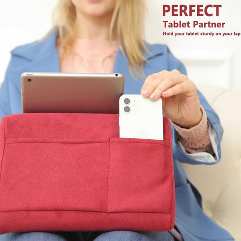 Macl Tablet Pillow Stand, Multi-Angle Adjustable Viewing, Soft Padded Tablet Holder for Lap, Bed, Desk, Compatible with All Tablets, E-Readers, an...