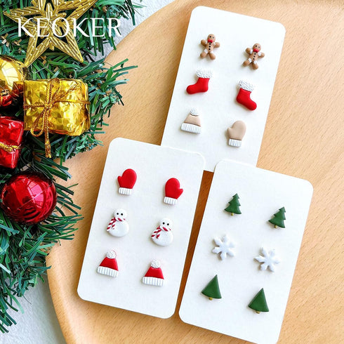 Keoker Christmas Clay Cutters, Christmas Clay Cutters for Jewelry Making, 10 Clay Cutters Shapes Christmas, Christmas Tree Clay Cutter for Earring...