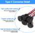 15PCS USB-C Charging Connector Type-C Female Chassis 4 Pin Socket Connector Waterproof USB C Pigtail Cable Extension Power Cable 3A USB-C Charger ...