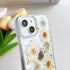 for iPhone 13 / iPhone 14/ iPhone 15 Clear Case with Pressed Real Flowers Design,Glitter Cute White Floral Pattern Soft TPU Protective Women Girl'...