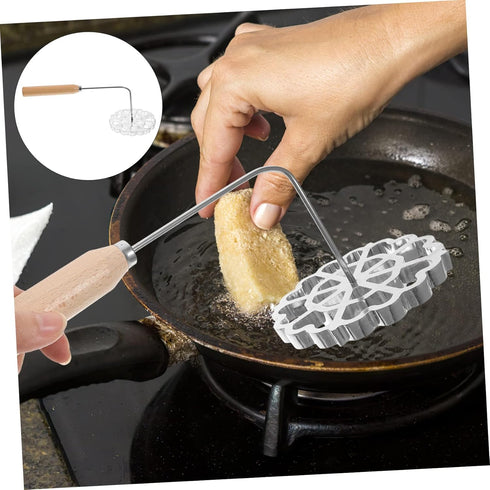 Oil Pier Mold Scandinavian Iron Wooden Handle Spoon Waffle Rosettes Molds Mesh Filter Non Stick Cookware...