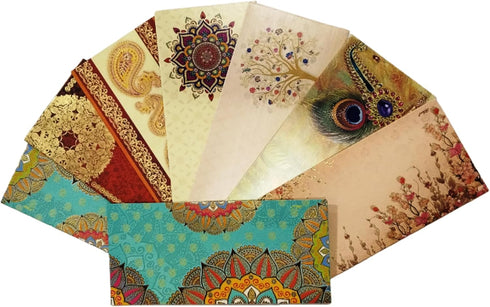 Shagun Envelope Money Envelopes for Cash Pack of 12 | Fancy Gold & Silver Foil Design | Money Holder Gift Packet | Assorted Colour Designs Wedding...