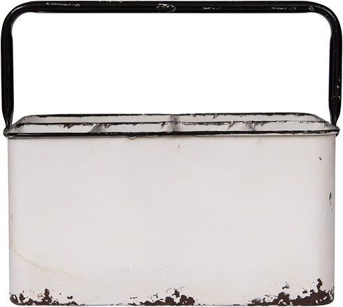 Creative Co-Op Distressed White Metal Caddy with 6 Compartments...