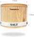Salt Box Bamboo Salt Container with Swivel Lid and Spoon Small Spice Cellar with Label 8 oz Capacity salt Holder for Countertop with Magnetic to E...